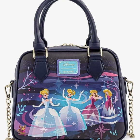 Loungefly Cinderella Castle Chain Strap Crossbody Bag Blue-Purple - Picture 13 of 13